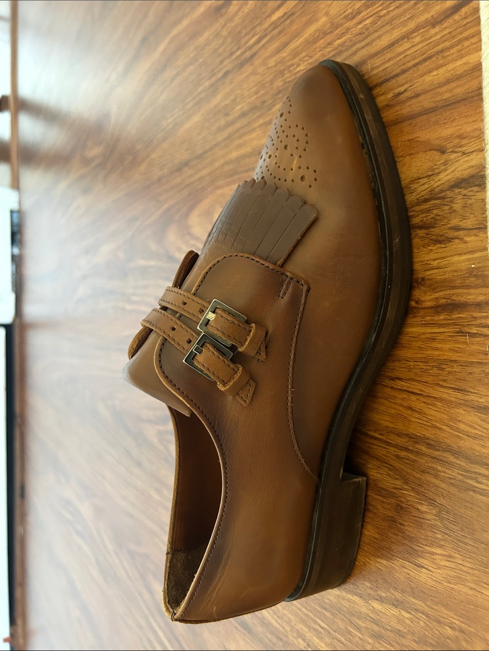 Tan Leather Double Monk Strap Kiltie Oxford